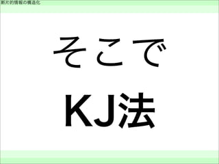 そこで
KJ法
断片的情報の構造化
 
 
 
 