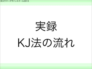京大サマーデザインスクール2013
 
 
 
実録
KJ法の流れ
 
