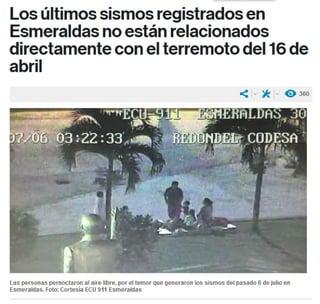 SISMOS EN ESMERALDAS NO RELACIONADOS CON EL TERREMOTO 7.8