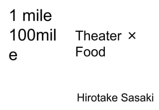 1 mile
100mil
e
Hirotake Sasaki
Theater ×
Food
 