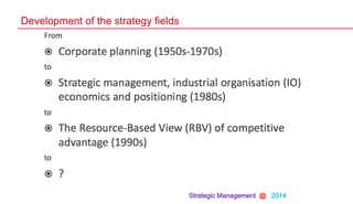 Strategic Management @ 2014
Development of the strategy fields