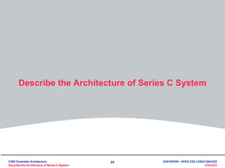 23
3/28/2023
Describe the Architecture of Series C System
C300 Controller Architecture
Describe the Architecture of Series C System
C300 Controller Architecture
Describe the Architecture of Series C System
EXP20R300 - EPKS CEE C200/C300/ACE
 