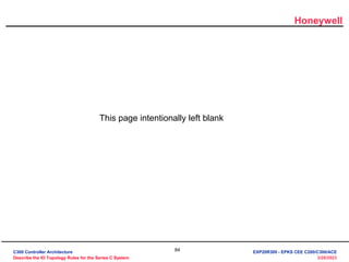 Honeywell
84
3/28/2023
This page intentionally left blank
C300 Controller Architecture
Describe the IO Topology Rules for the Series C System
EXP20R300 - EPKS CEE C200/C300/ACE
 