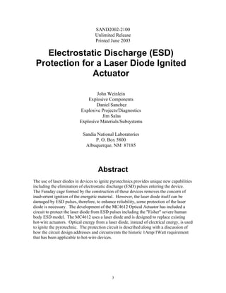 Electrostatic Discharge (ESD) Protection for a Laser Diode Ignited ...
