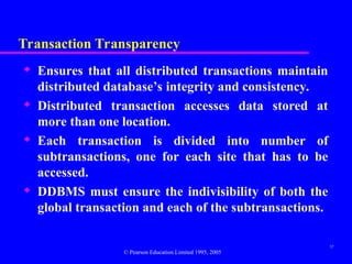 Distributed Database Transparency Features Comprehensive Concepts and Design of Distributed Database Management ...