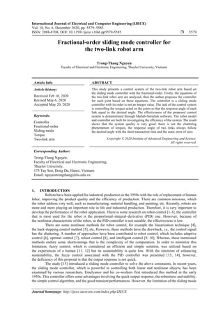 Fractional-order sliding mode controller for the two-link robot arm | PDF
