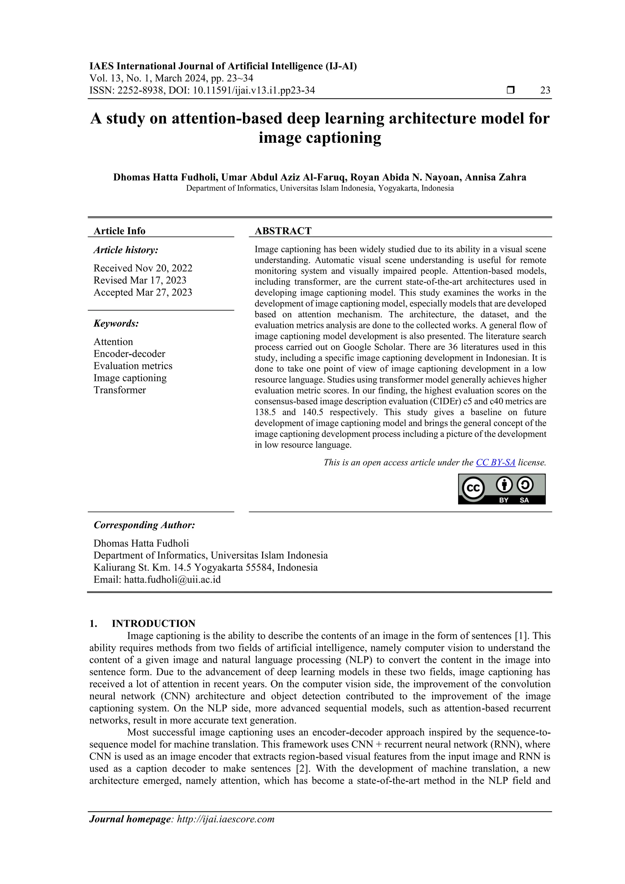 A study on attention-based deep learning architecture model for image ...