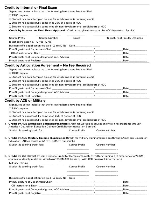 HCC Application for Advanced College Credit