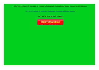 RADIOGRAPHIC POSITIONING AND RELATED ANATOMY WORKBOOK PDF visual data 3