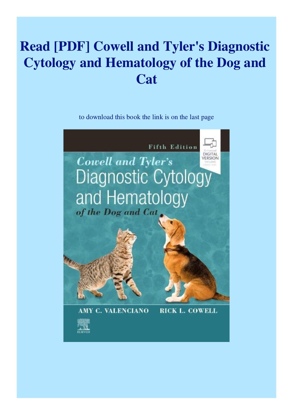 Read [PDF] Cowell and Tyler's Diagnostic Cytology and Hematology of the