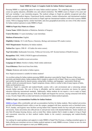 Study MBBS in Nepal: A Complete Guide for Indian Medical Aspirants | PDF