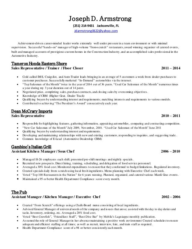 Armstrong Resume Armstrong Resume