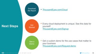 35
@ThousandEyes
Get
Started
Download
the Report
See a
Demo
• Every cloud deployment is unique. See this data for
yourself!
ThousandEyes.com/Signup
• Get a custom demo for the use cases that matter to
your business
ThousandEyes.com/Request-demo
• ThousandEyes.com/Cloud
Next Steps
 