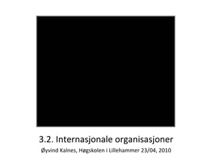 3.2. Internasjonale organisasjoner Øyvind Kalnes, Høgskolen i Lillehammer 23/04, 2010 