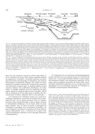 240                                                                    M. MEHDI et al.


                                    Ait Athmane           Tunnel de la Légion Jbel Tagount                 Foum Zidet             Foum Tillicht
                                                 5                                              Toarcien                                      6
                                                                                              Pliensbachien
                                   Formation Choucht                                                           Ouchbis
                                        Plate-forme              4
                                        carbonatée          Aberdouz
                     Dolomies &                                  (prox.)
                                                                                                                                               3
                     Lits rouges                                                                                 Pliensbachien
                                                                           2
                                                           Zidet (prox.)                      Aberdouz           Sinémurien
                                                                                                  (distale)          1
                           100 mètres                                                                                                 Monticules
                                                                                                                                     à spongiaires
                                          10 kilomètres            Failles                                    Foum Zidet
                                                               synsédimentaires                                (distale)
                             Sud                Nord
                                                                                                           Sinémurien inférieur
                                                                                                                Idikel

                                                                                                              Hettangien (?)




FIG. 10. – Evolution des différentes formations liasiques dans la région d’étude. L’épaisseur de la formation d’Idikel (largement péritidale) traduit directe-
ment une subsidence maximale dans le secteur de Foum Zidet/Jbel Bou Hamid. La limite supérieure de la formation d’Idikel montre une faible variation
latéral avec le milieu supratidal au Tunnel de la Légion puis le milieu subtidal (peu profond) à Foum Tillicht. L’arrivée de la formation de Foum Zidet té-
moigne d’un élargissement du bassin vers la bordure sud (activation de la faille de Tizi n’Firest) et au cours d’une transgression marine. Le faciès proxi-
mal de la formation de Foum Zidet indique la zone photique. La formation de l’Aberdouz évolue latéralement en passant d’un faciès de bordure de
plate-forme (Tunnel de la Légion) avec des calcaires oobioclastiques (Aberdouz proximale), vers un faciès mixte à calcaires et marnes à bancs ondulés et
enfin vers un faciès à spongiaires à Foum Tillicht (formation de Foum Zidet) situé au centre du bassin. La géométrie de la formation d’Ouchbis signe la
migration des conditions pélagiques vers le sud et lors de l’ennoyage de la plate-forme carbonatée du sud (formation Choucht). De 1 à 6 ce sont les ni-
veaux à ammonites [Wilmsen et al., 2002] : 1 : zone à Obtusum ; 2 : zone à Raricostatum ; 3 : Carixien inférieur ; 4 : zone à Jamesoni ; 5 : Domé-
rien/Toarcien ; 6 : Harpoceras sp. du Toarcien.
FIG. 10. – Lateral development of formations within the area of study. Thickness variation of the essentially peritidal Idikel Formation indicates a
maximum subsidence in the region of Foum Zidet/Jbel Bou Hamid. The upper limit of the Idikel Formation shows lateral zonation from a supratidal envi-
ronment at Tunnel de la Légion towards a shallow-subtidal environment at Foum Tillicht. The base of the Foum Zidet Formation corresponds to an enlar-
gement of the basin towards the southern margin (activation of the Tizi n’Firest fault zone) during a marine transgression. The proximal variation of the
Foum Zidet Formation represents the photic zone. The Aberdouz Formation evolves laterally from platform margin deposits (Tunnel de la Légion) with oo-
bioclastic sheets (proximal Aberdouz). Basinward, it passes into an alternation of limestones and marls (distal Aberdouz Formation) locally interdigita-
ting with sponge mounds (Foum Zidet Formation) near the center of the basin at section Foum Tillicht. The geometry of the Ouchbis Formation indicates a
successive pelagisation towards the south and subsequent drowning of the southern carbonate platform (Choucht Formation). Ammonite symbols (after
Wilmsen et al. [2002]) : 1 : Obtusum zone ; 2 : Raricostatum zone ; 3 : lower Carixian ; 4 : Jamesoni zone ; 5 : Domerian/Toarcian boundary interval ;
6 : Toarcian Harpoceras sp..



rieur avec des calcaires à fenestrae (climat semi-aride), et                           3) l’intégration de nos précisions lithostratigraphiques
(b) la formation de Foum Zidet (milieu subtidal) laquelle                         montre clairement les trois grandes étapes de l’évolution du
est organisée en 3 membres : le membre inférieur avec quel-                       bassin avec : (a) un stade de bassin restreint à marin margi-
ques biostromes à brachiopodes et spongiaires, des calcaires                      nal (formation d’Idikel, ante Sinémurien supérieur), (b) un
bioclastiques à laminations obliques, avec indices de rema-                       stade marin-eutrophique (formation de Foum Zidet, essen-
niement et ravinement, témoins de l’existence des courants et                     tiellement Sinémurien supérieur), et (c) un stade marin-oli-
d’un milieu plus ou moins agité ; le membre médian avec des                       gotrophique avec les formations Choucht, de l’Aberdouz et
calcaires marneux lités (carbonates détritiques), de milieu                       d’Ouchbis (essentiellement Pliensbachien).
calme ; le membre supérieur avec des monticules de spon-
giaires, témoin de variations dans le taux d’oxygène. Vers le
sud, la formation de Foum Zidet passe au faciès à des bio-
constructions d’huîtres, déposées dans la zone photique ;                         Remerciements. – Notre travail de recherche sur le Lias du Haut-Atlas ma-
                                                                                  rocain a été réalisé grâce au soutien de la DFG (projet : NE 652/3-1 ;
    2) la formation de l’Aberdouz montre une variation li-                        Bonn, Allemagne) aussi bien sur le terrain au Maroc, que pendant deux sta-
thologique importante à proximité de la plate-forme carbo-                        ges en Allemagne, Belgique et Suisse. Projet qui s’inscrit dans le cadre de
natée du sud : (a) un faciès proximal riche en oolithes,                          la coopération internationale entre le CNR (Rabat, Maroc) et la DFG (pro-
bioclastes divers (lamellibranches, coraux), algues calcaires                     jet IZ 2, 445 MAR). Nous tenons à remercier vivement Mrs Mrabet, Boud-
                                                                                  da, Jabbour et Belarbi de l’Office National de Recherches Pétrolières
et foraminifères benthiques, (b) un faciès distal en petits                       (ONAREP, Rabat), le Ministère de l’Energie et des Mines avec les centres
bancs ondulés. Vers le centre du bassin la formation de                           régionaux de Géologie d’Oujda (Dr. Milhi) et de Midelt (Dr. Fadile). Notre
l’Aberdouz s’interdigite avec la formation d’Ouchbis. Ces                         reconnaissance va au Prof. Hottinger (Suisse) pour ses remarques sur les
deux formations succèdent à la formation de Foum Zidet en                         foraminifères benthiques. Merci aussi à M. Ettaki (Marrakech) pour les
                                                                                  discussions sur le terrain. Pour le travail de laboratoire, merci aux étu-
contact hétérochrone (zone à Obtusum de la partie infé-                           diants T. Schaefer et V. Woehling. Les rapports du Prof. Gaillard (Universi-
rieure du Sinémurien supérieur voire le passage Sinémurien                        té Lyon) et du Prof. Thierry (Université Dijon) ont considérablement aidé à
à Pliensbachien) ;                                                                améliorer une première version de cette publication.




Bull. Soc. géol. Fr., 2003, no 3
 