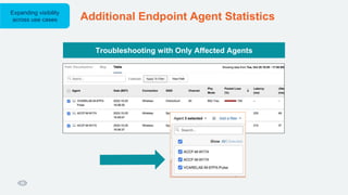 Additional Endpoint Agent Statistics
Expanding visibility
across use cases
Troubleshooting with Only Affected Agents
 