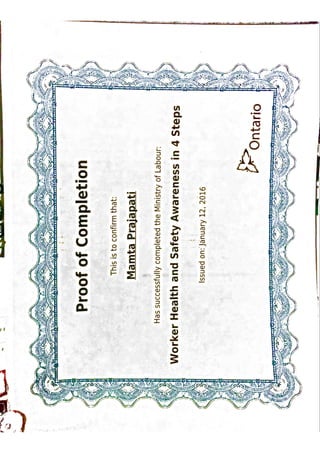 worker health and safety certificate