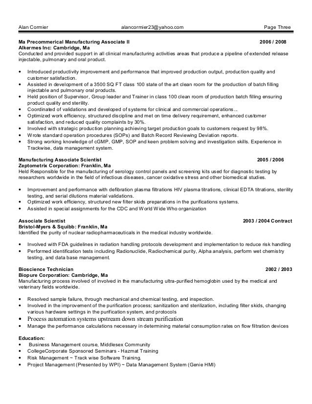 associate scientist resume