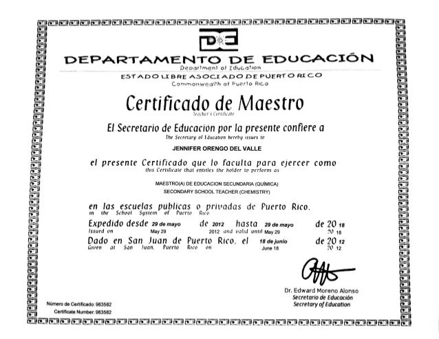 Puerto Rico Teacher S Certificate Chemistry