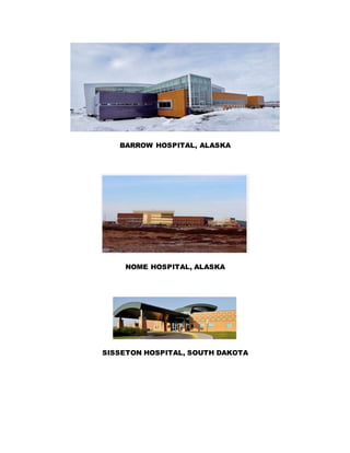 BARROW HOSPITAL, ALASKA
NOME HOSPITAL, ALASKA
SISSETON HOSPITAL, SOUTH DAKOTA
 