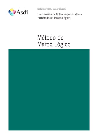 SEPTIEMBRE 2005 • KARI ÖRTENGREN
Un resumen de la teoria que sustenta
el método de Marco Lógico
Método de
Marco Lógico
 