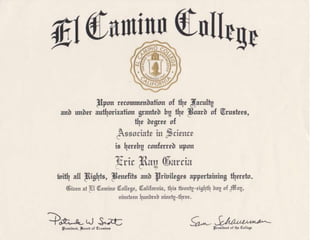 Erics College Degrees and Professional Certificates