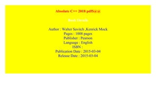 Absolute C++ 2018 pdf$@@ | PDF