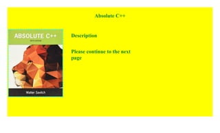 Absolute C++ 2018 pdf$@@ | PDF | Programming Languages | Computing