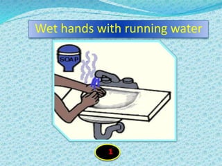 Wet hands with running water
1
 
