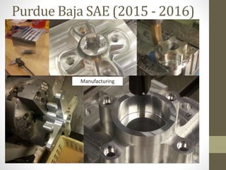 Purdue Baja SAE (2015 - 2016)
Manufacturing
 