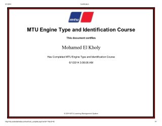 Certification MTU Engine Typ and Identification