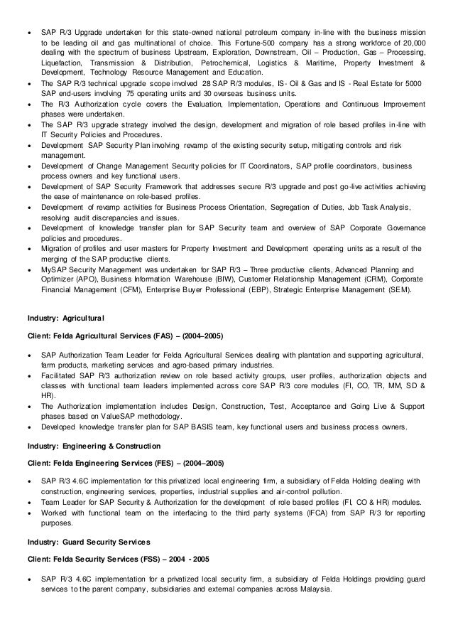 sap security resumes