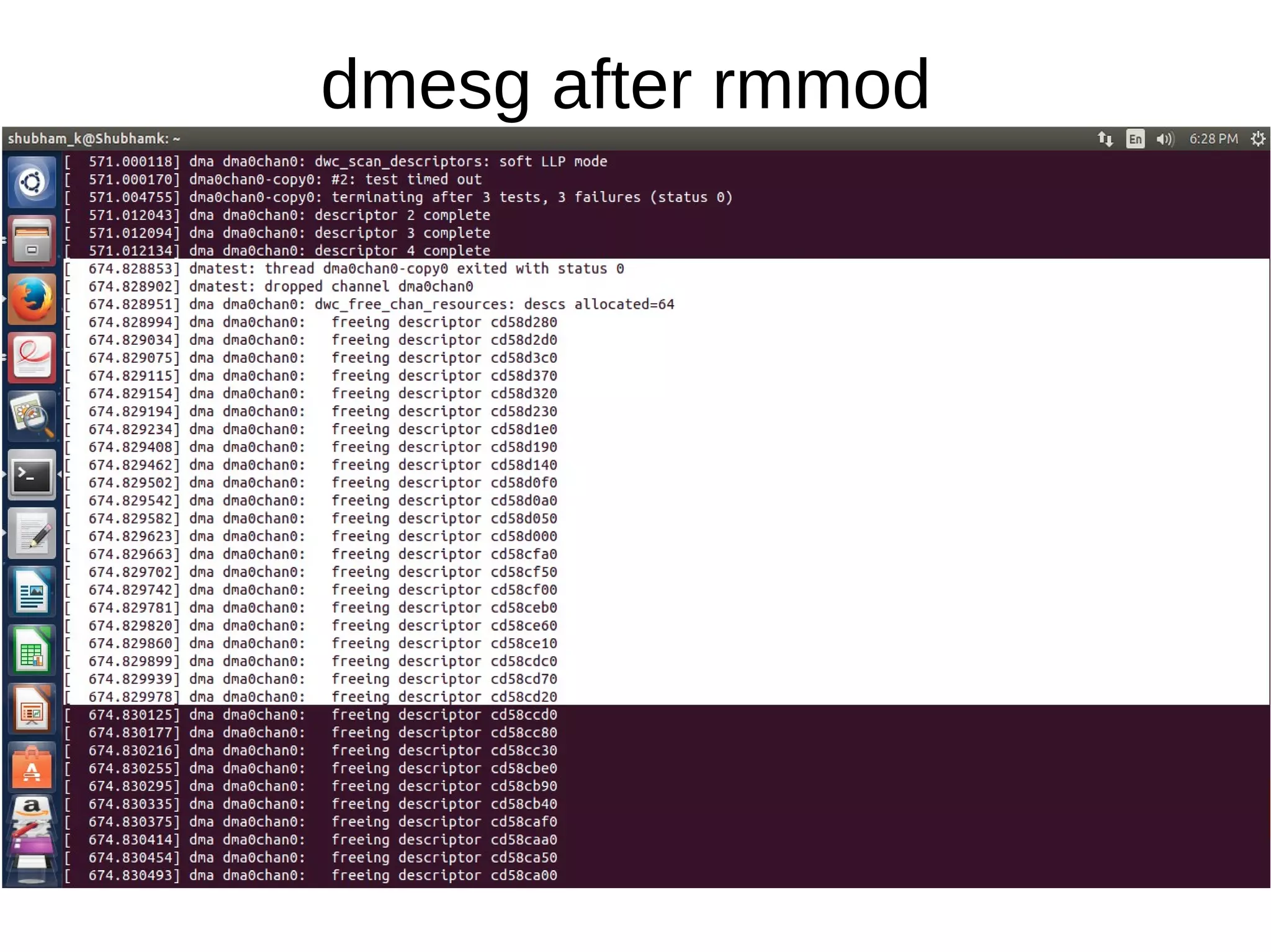 dmesg after rmmod
 