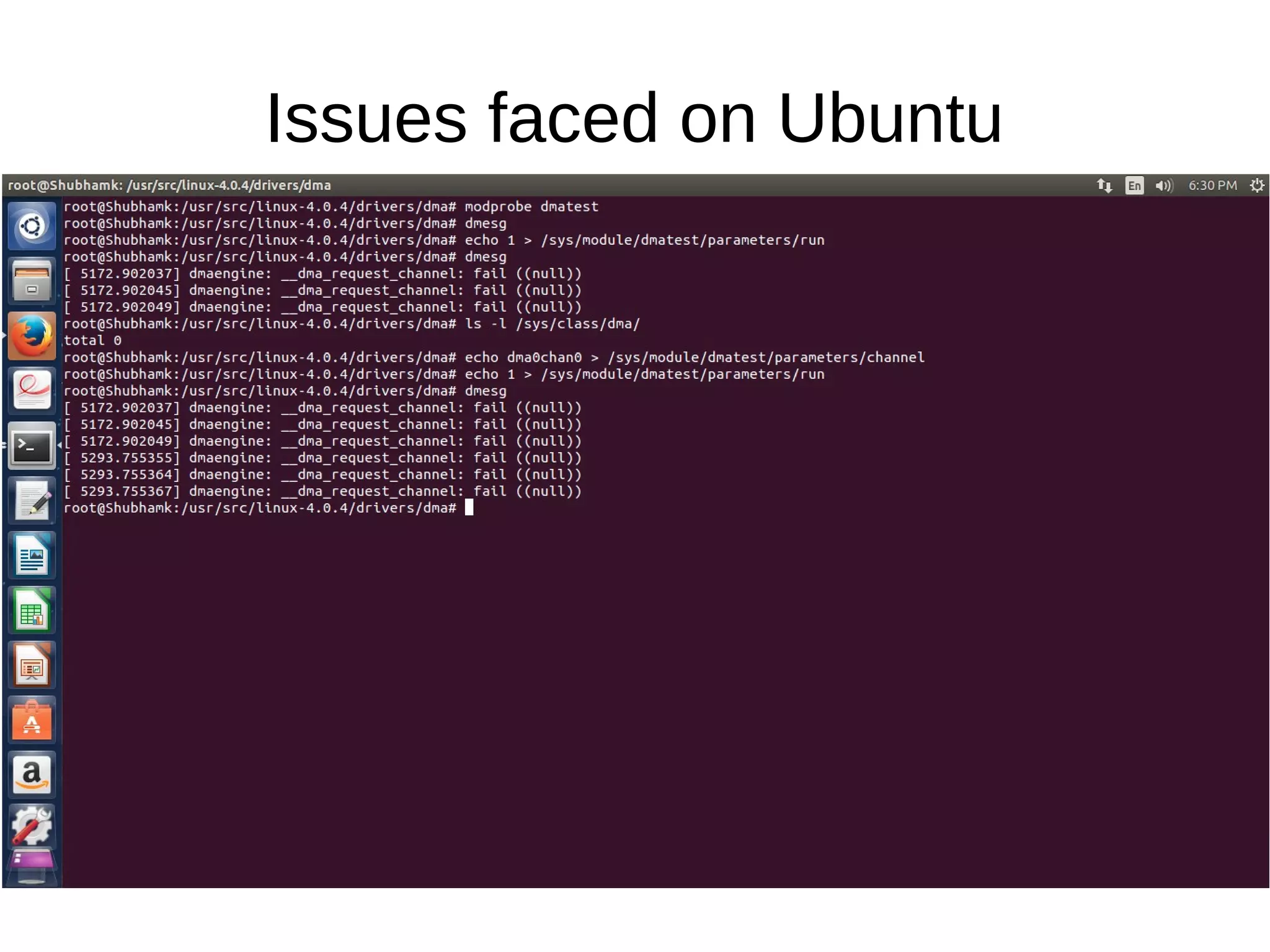Issues faced on Ubuntu
 