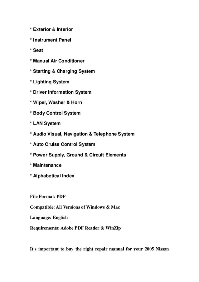 2005 Nissan Frontier - Owner s Manual (336 pages)