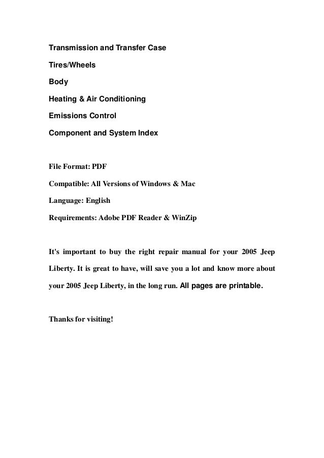 2005 jeep liberty crd owners manual pdf