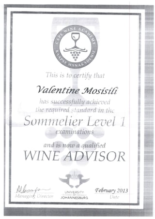 wine certificates