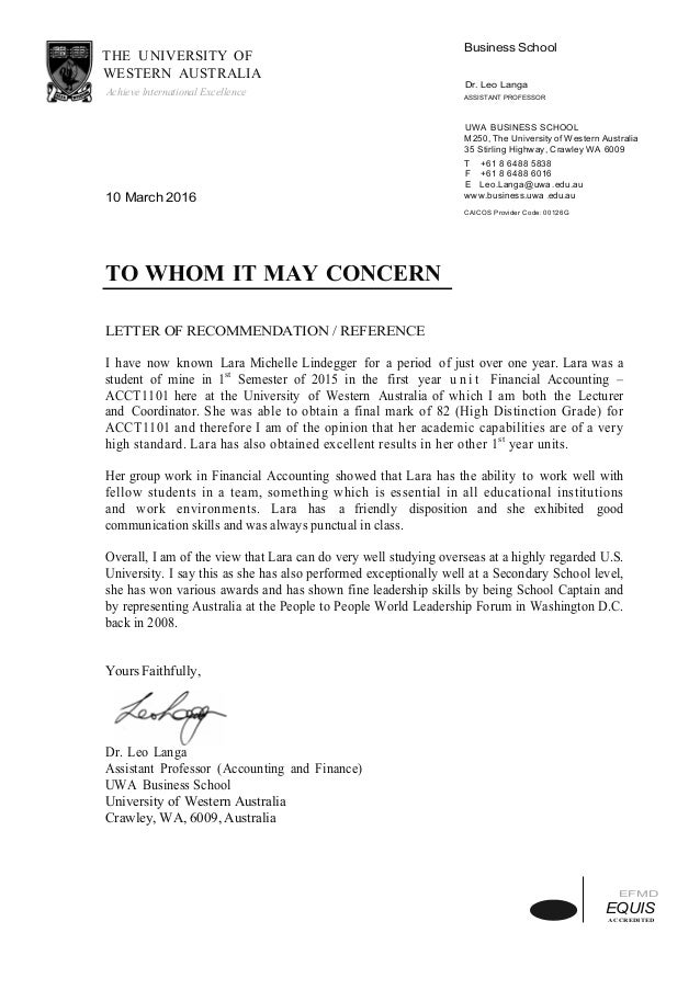 letter of recommendation western washington university letter of recommendation
