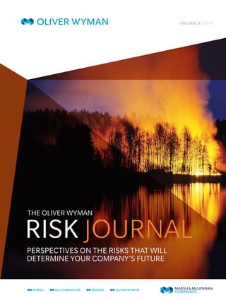 VOLUME 4 | 2014
THE OLIVER WYMAN
PERSPECTIVES ON THE RISKS THAT WILL
DETERMINE YOUR COMPANY’S FUTURE
RISK JOURNAL
 