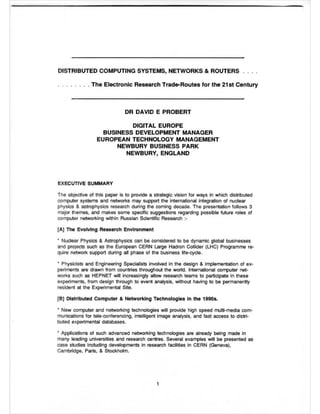 Education and Research Networks - 1997 - JENC