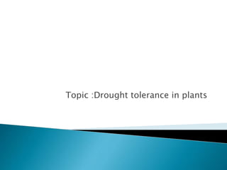 Topic :Drought tolerance in plants
 