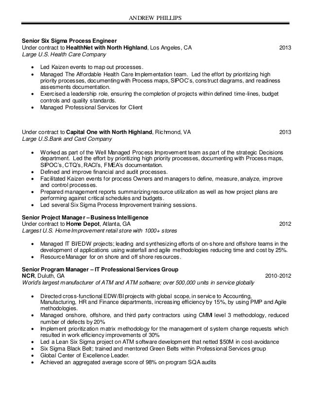 six sigma resumes