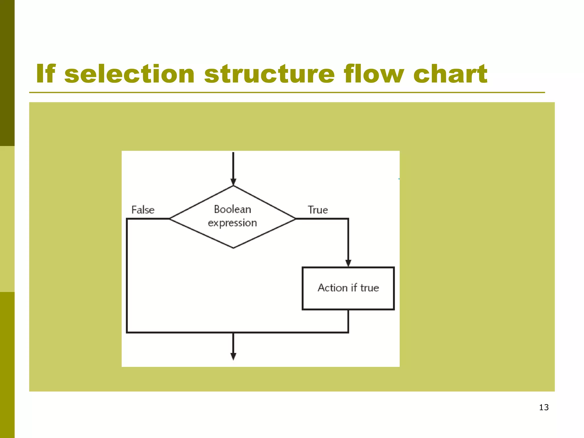 13
If selection structure flow chart
 