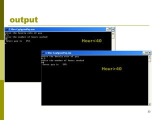 33
output
Hour<40
Hour>40
 