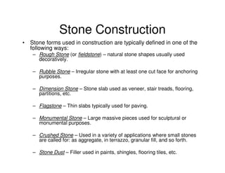 Stone In Construction masonary works for construction engineering | PDF