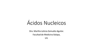 Ácidos Nucleicos
Dra. Martha Leticia Zamudio Aguilar.
Facultad de Medicina Xalapa,
UV.
 