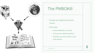 The PMBOK®
• Creado por expertos de todo el
mundo
• Guía para
• Evitar problemas conocidos
• Conocer las mejores practicas
• Entender que todo cambia y esta
guía tambien
1 / 2 6 / 2 0 2 1
6
 