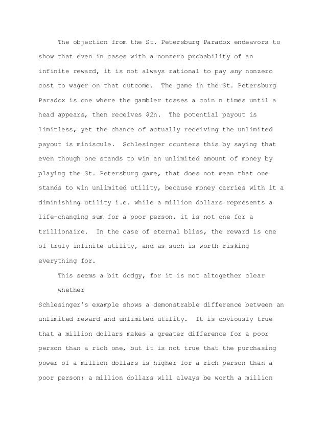 On Pascal S Wager And The St Petersburg Paradox