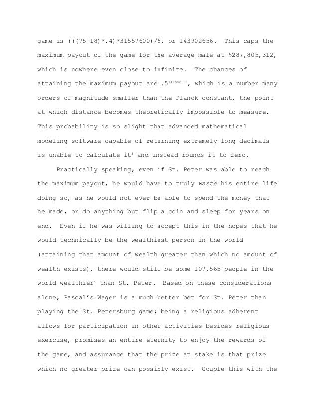 On Pascal S Wager And The St Petersburg Paradox