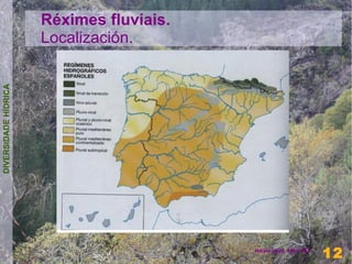 Réximes fluviais.
                      Localización.
DIVERSIDADE HÍDRICA




                                                            12
                                          Henrique Hervés
                                                            12
 